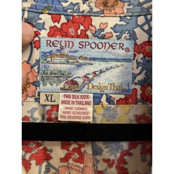 Reyn Spooner Design Thai Silk Shirt Men’s 2XL Abstract Leaf Floral Hawaiian vtg - Picture 8 of 12